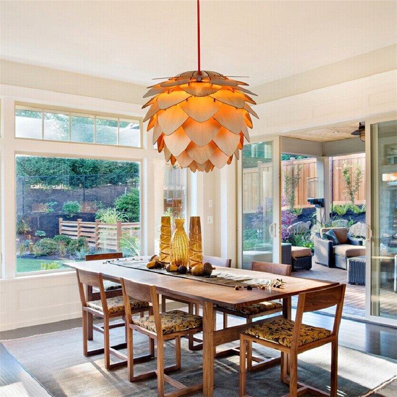 Houten Hanglamp met Dennenappel Design 5