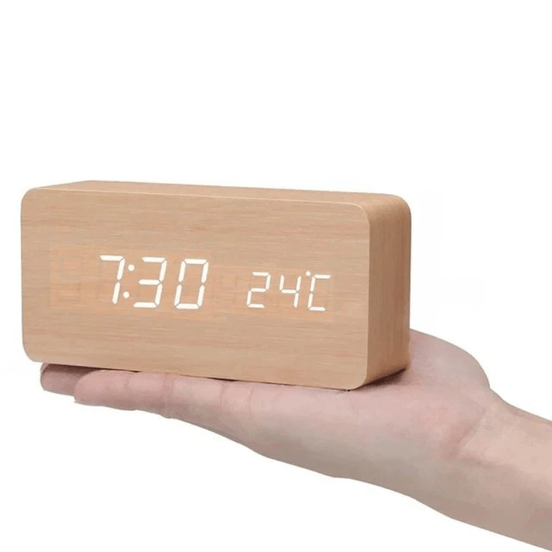 Houten Klok Spraakgestuurd Minimalistisch Design voor Woonkamer en Slaapkamer 12