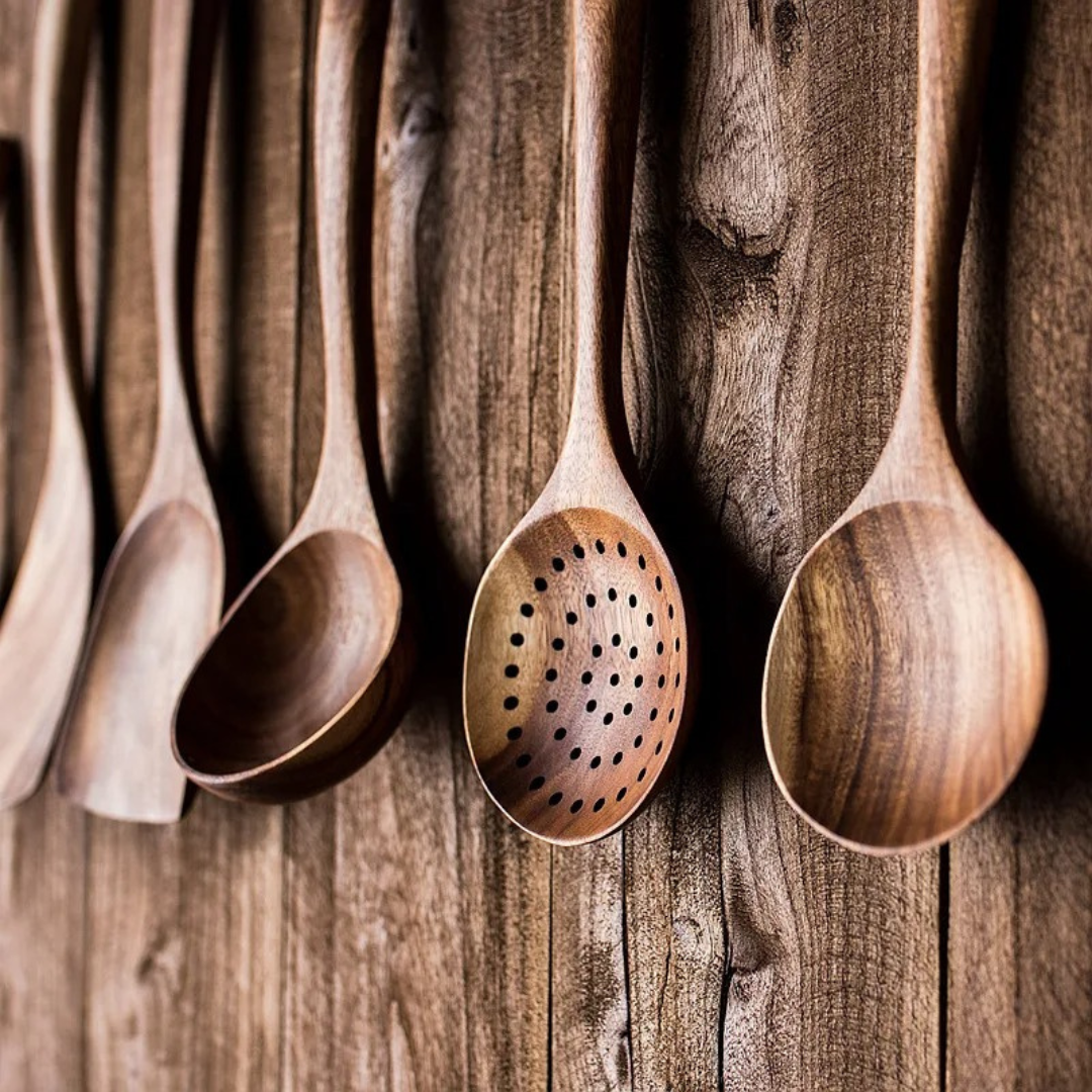 Houten Pannenset 5-delig voor Koken en Serveren 3