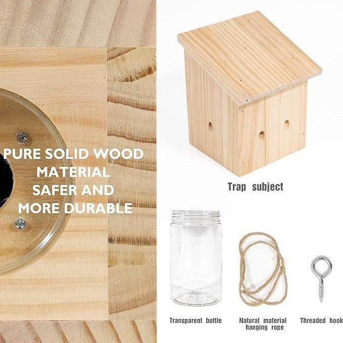 Houten Vogelvoederbak Hangend met Glazen Zaadreservoir en Jute Hanger 2