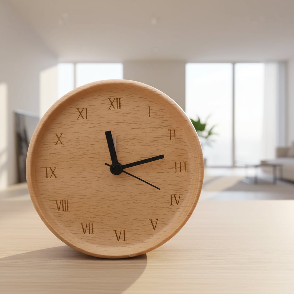 Houten Wekker Minimalistisch Design voor Een Rustige Sfeer 0
