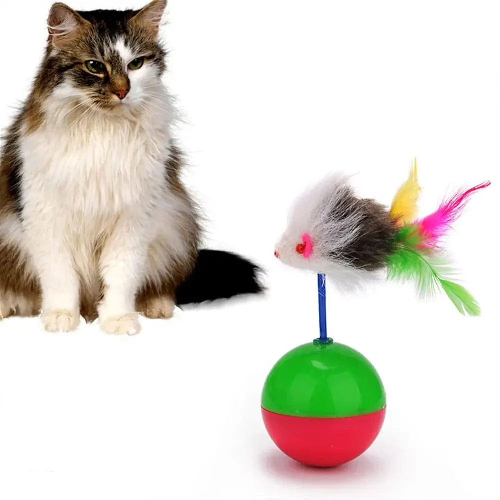 Huisdier Kat Speelgoed Muisvorm Met Veer 2