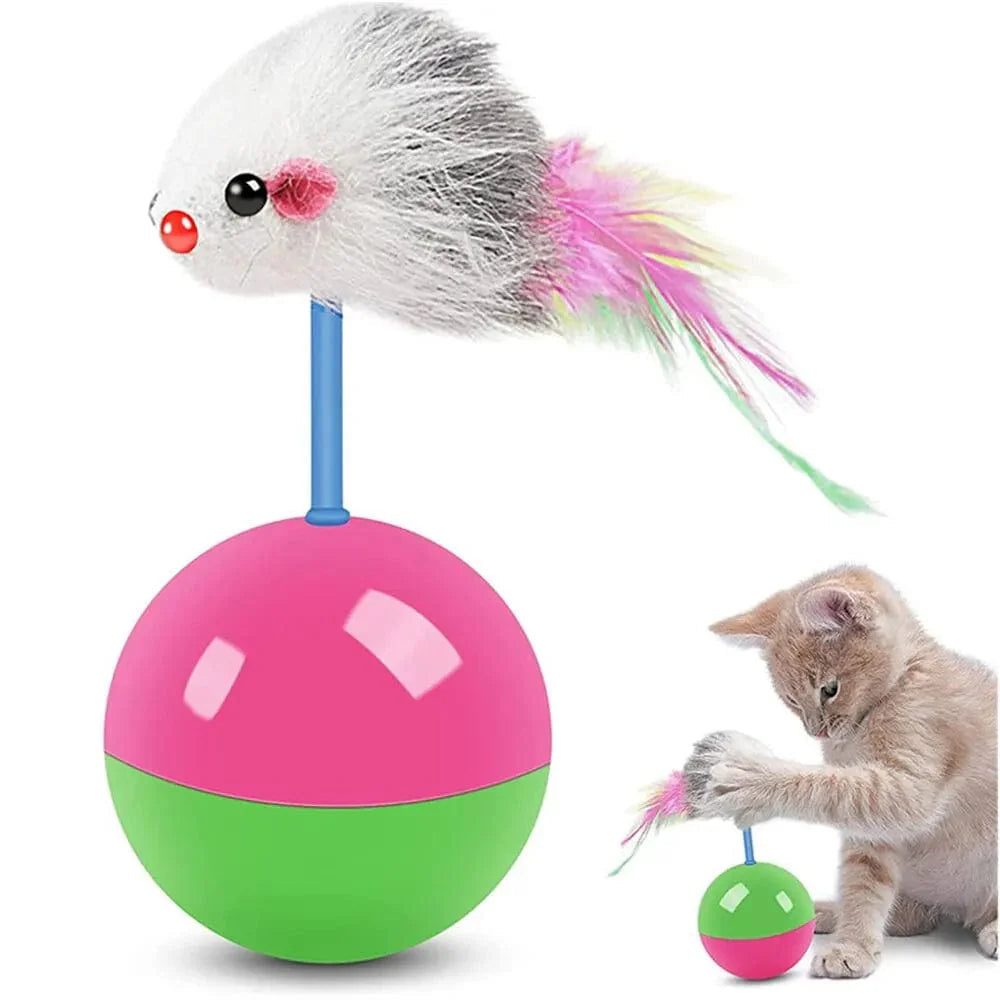Huisdier Kat Speelgoed Muisvorm Met Veer 4