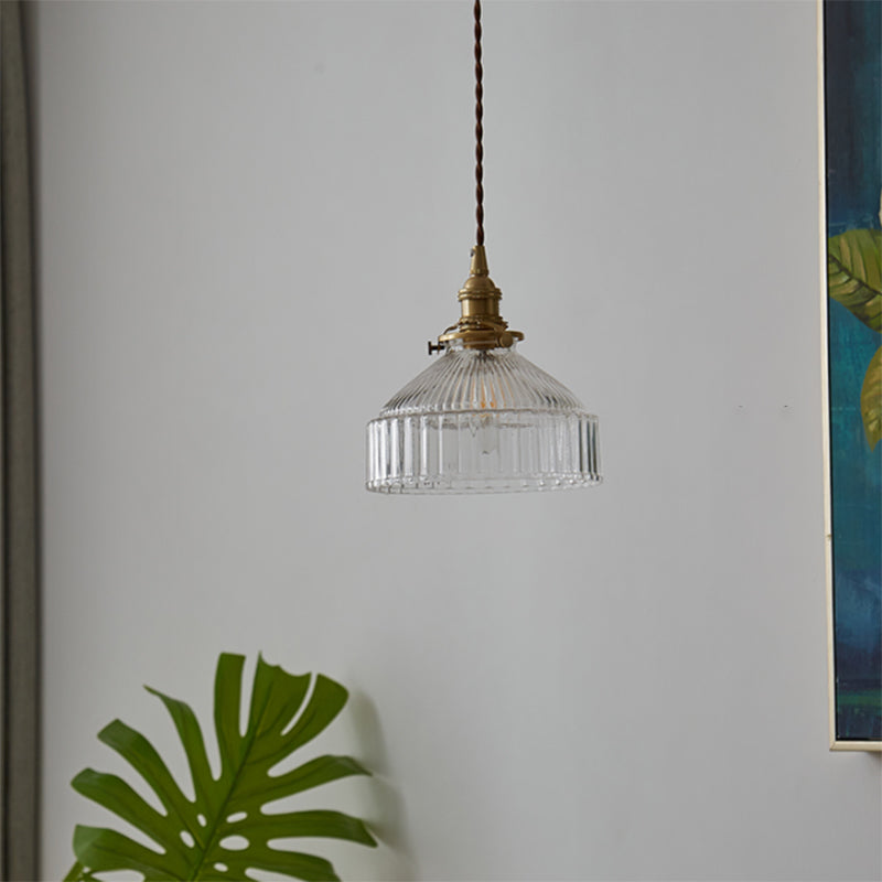 Industriële Hanglamp Met Geribbeld Glas 1