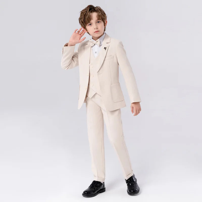 Jongens 4-delige Smoking Set Stijlvol met Blazer, Broek en Vlinderdas 2