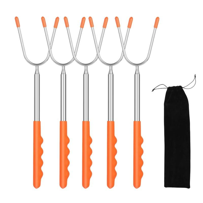 Kampvuur Spiesen Set voor Marshmallows en BBQ - 5-delige Rekbare Grillsticks 0