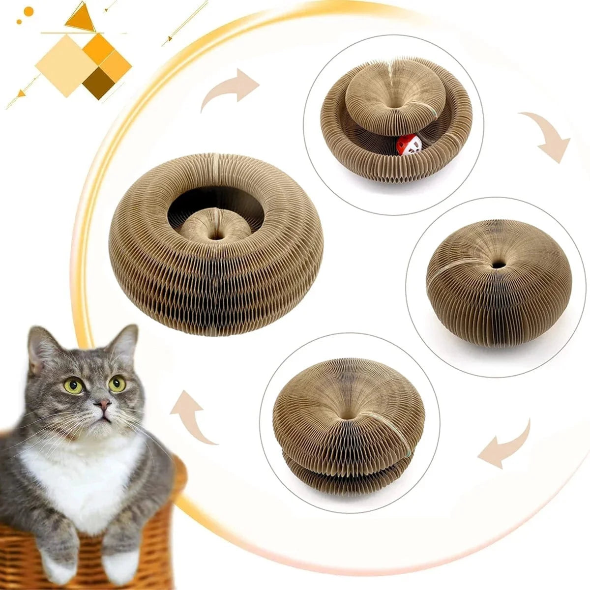 Katten Speelgoed Krabplank Ronde Vorm met Bal voor Actieve Katten 1