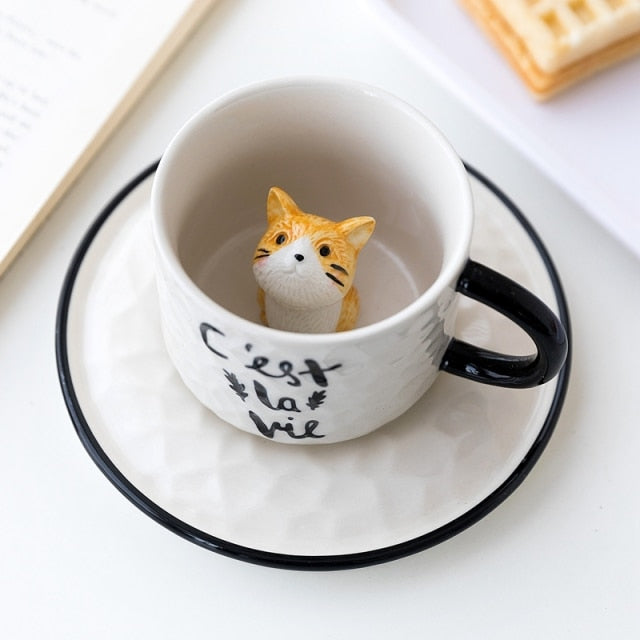 Kattenmok met Verborgen Beeldje 3D Ontwerp voor Koffie en Thee 2
