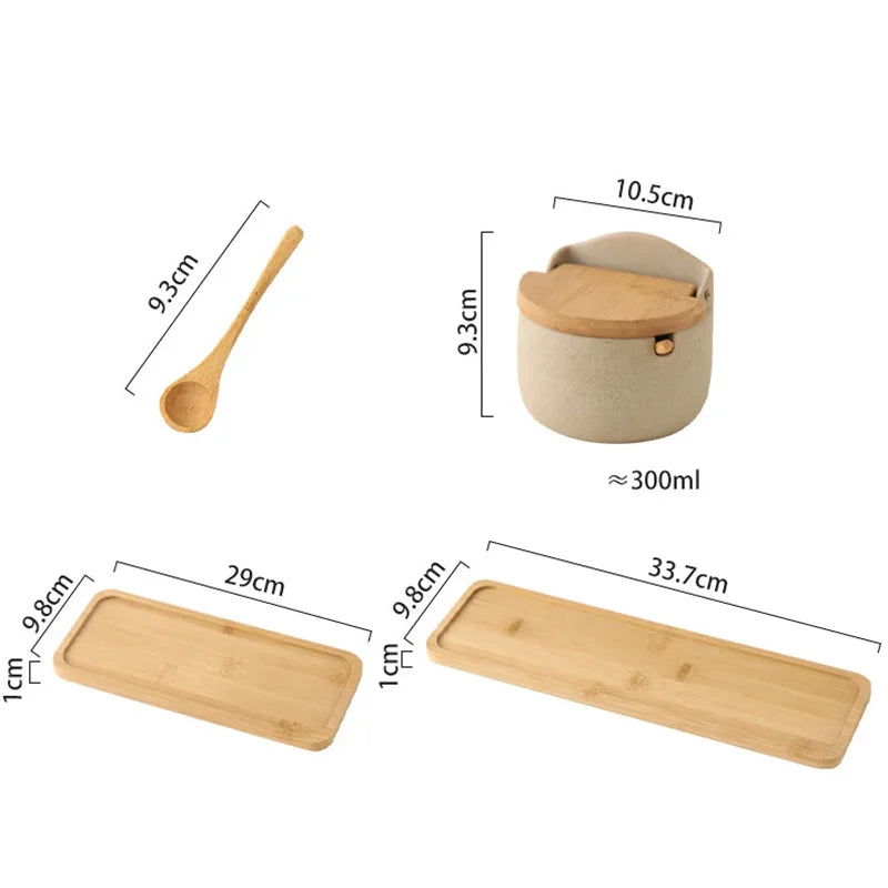 Keramische Kruidenpot met Bamboe Deksel en Lepel 5