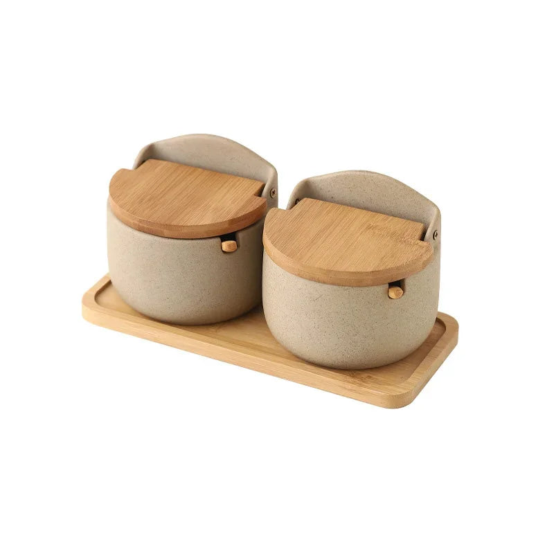 Keramische Kruidenpot met Bamboe Deksel en Lepel 8