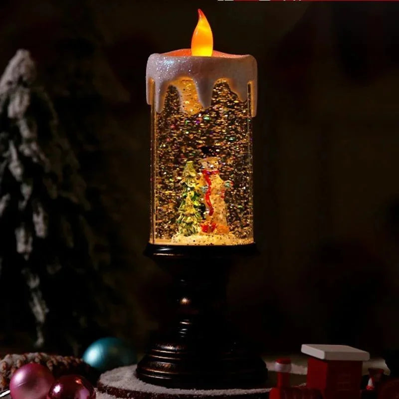 Kerstdecoratie Sneeuwval Kaars met LED Licht 0