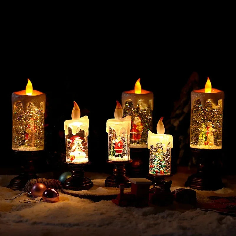 Kerstdecoratie Sneeuwval Kaars met LED Licht 1