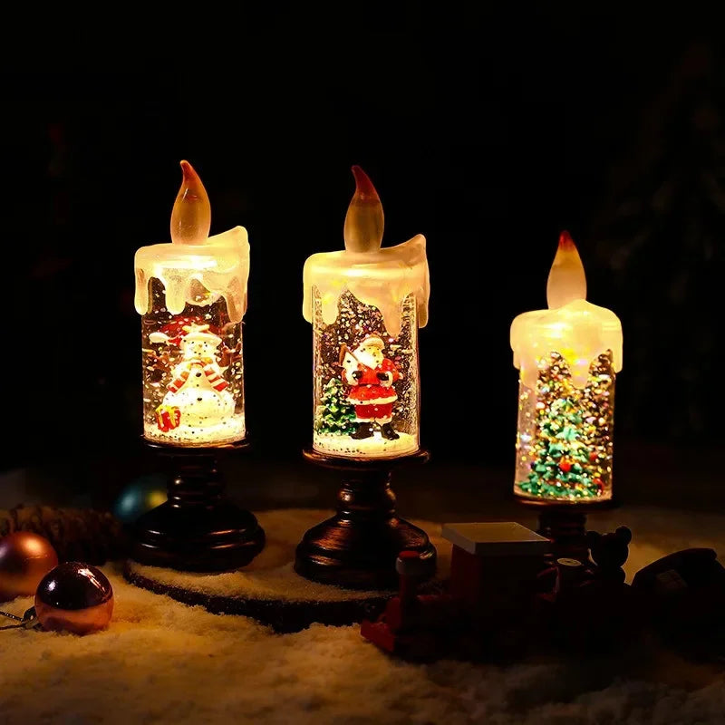 Kerstdecoratie Sneeuwval Kaars met LED Licht 2