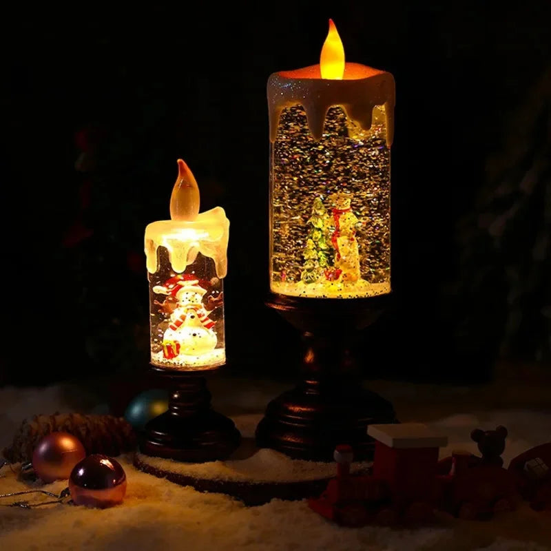 Kerstdecoratie Sneeuwval Kaars met LED Licht 3