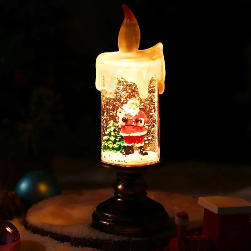 Kerstdecoratie Sneeuwval Kaars met LED Licht 4