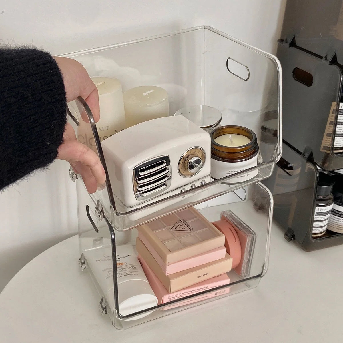 Keukenorganizer Stapelbaar Transparant Met Handgrepen 2