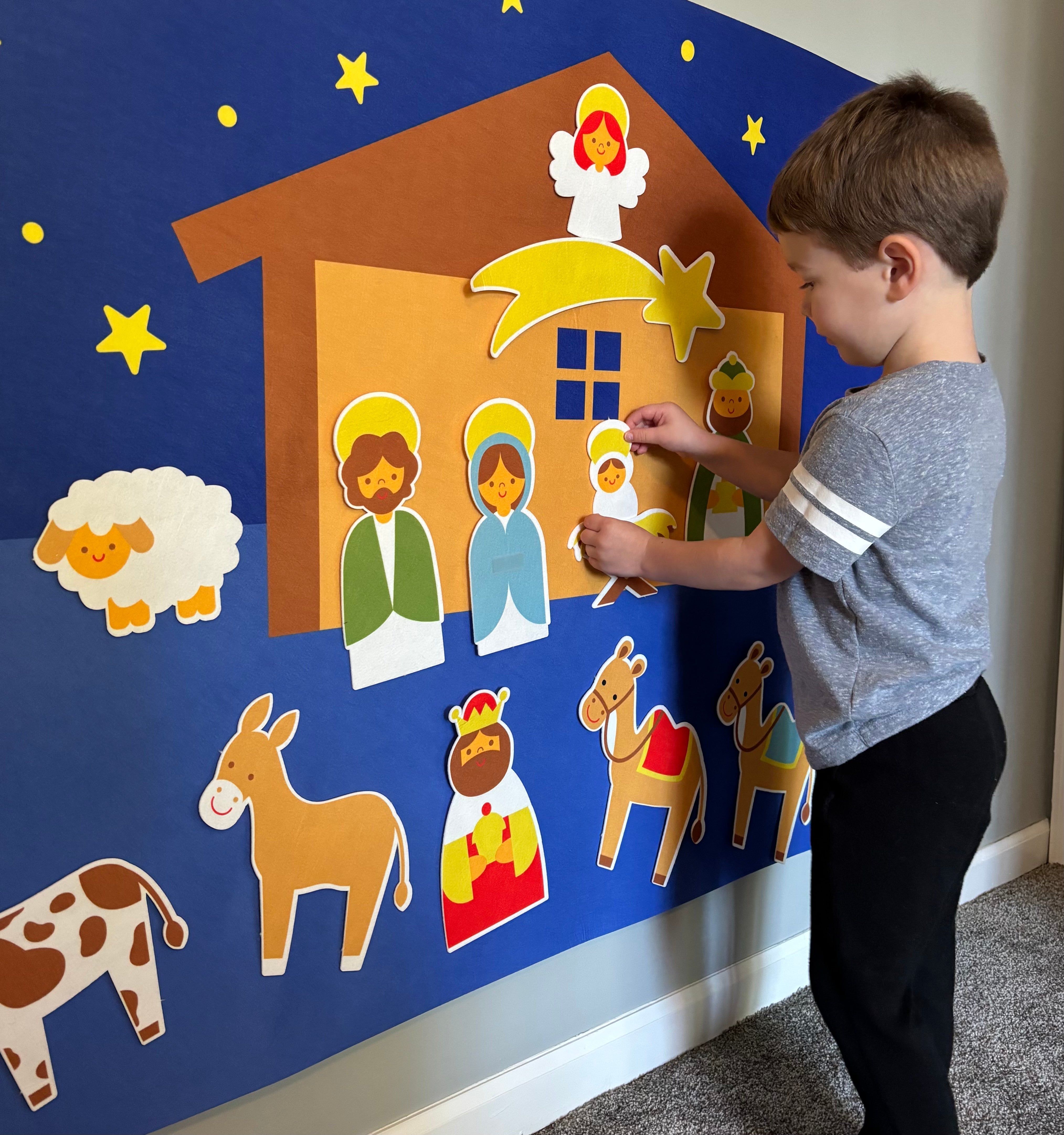 Kinder Kerststal Vilten Decoratie voor Gezelligheid 2