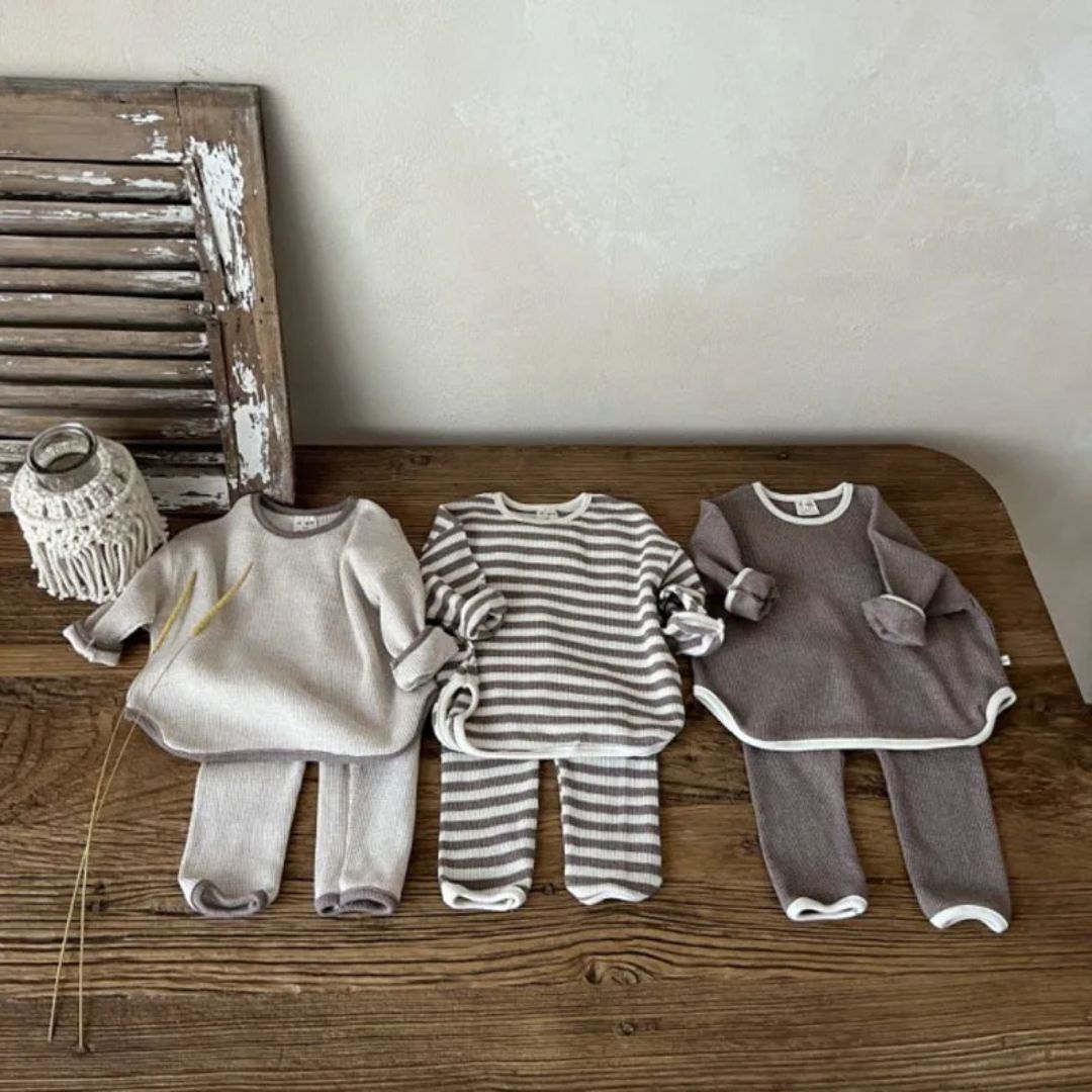 Kinder Set Casual Wafelstof Ademend 1