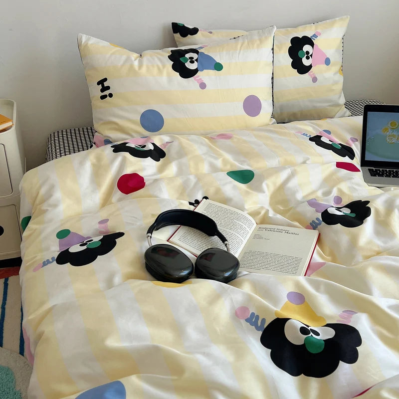 Kinderbeddengoedset Gestreept met Kattenmotief 2