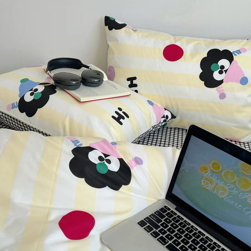 Kinderbeddengoedset Gestreept met Kattenmotief 3