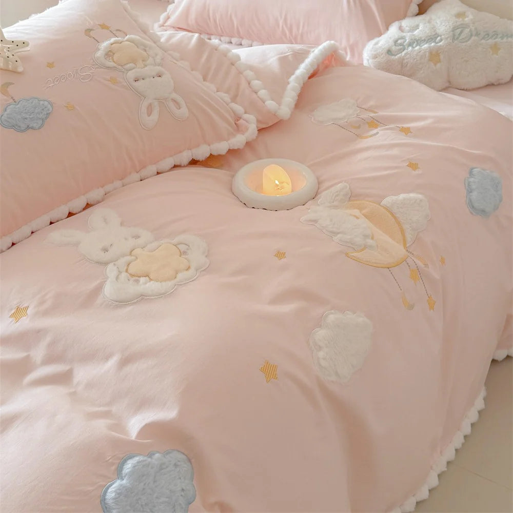 Kinderbeddengoedset met Geborduurde Motieven en Decoratieve Kwastjes 2