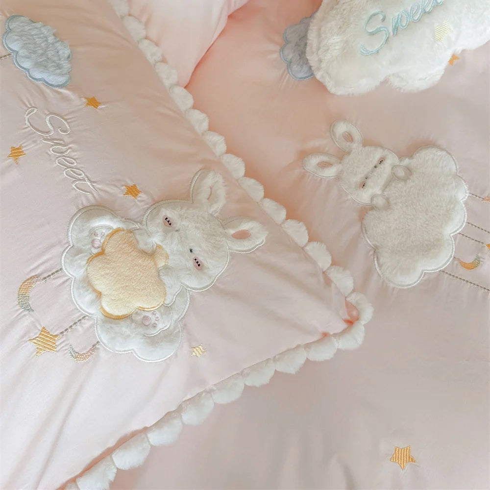 Kinderbeddengoedset met Geborduurde Motieven en Decoratieve Kwastjes 3