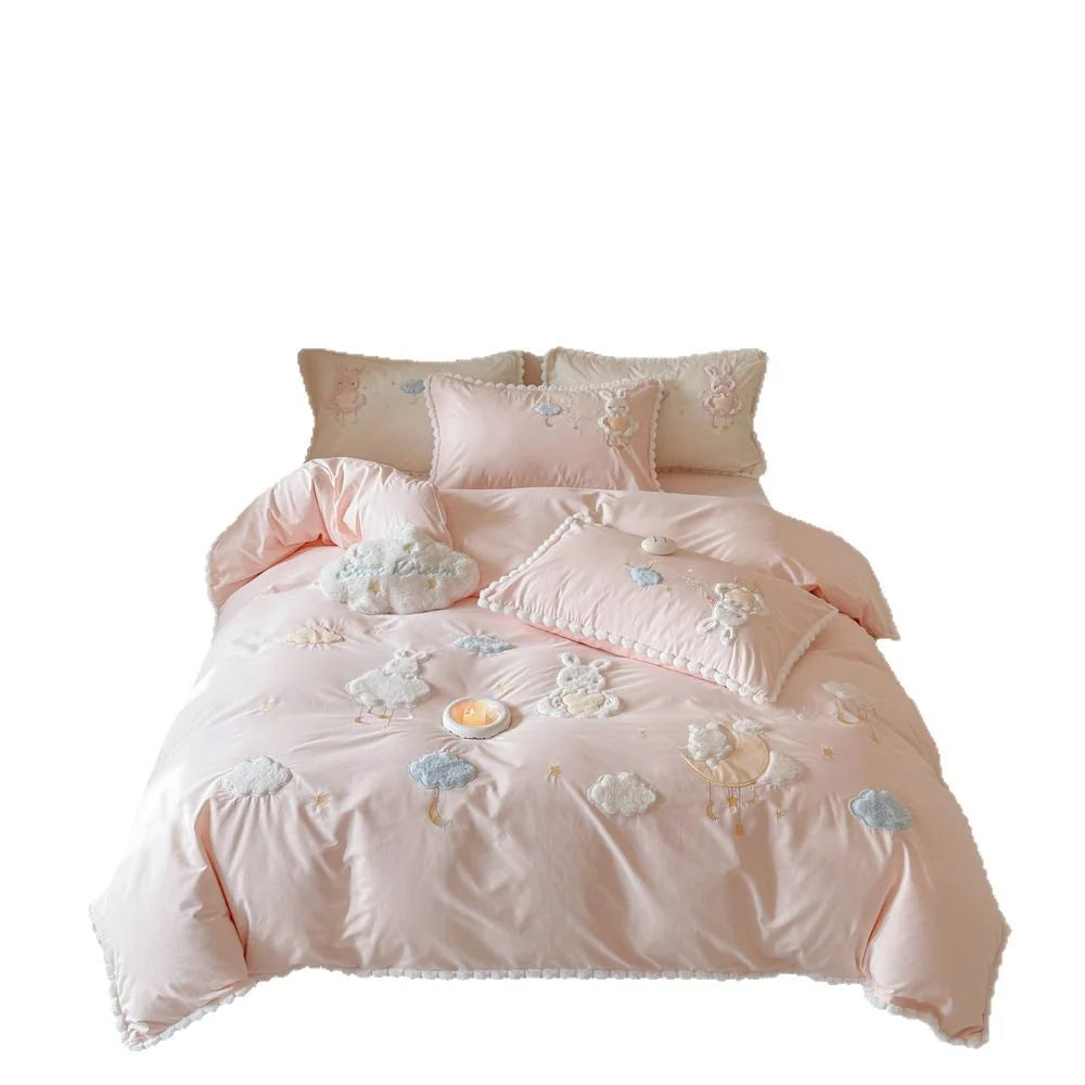 Kinderbeddengoedset met Geborduurde Motieven en Decoratieve Kwastjes 4