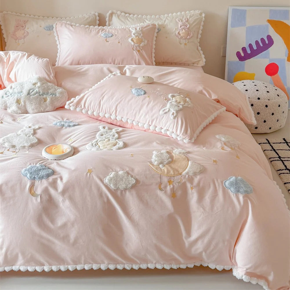 Kinderbeddengoedset met Geborduurde Motieven en Decoratieve Kwastjes 5