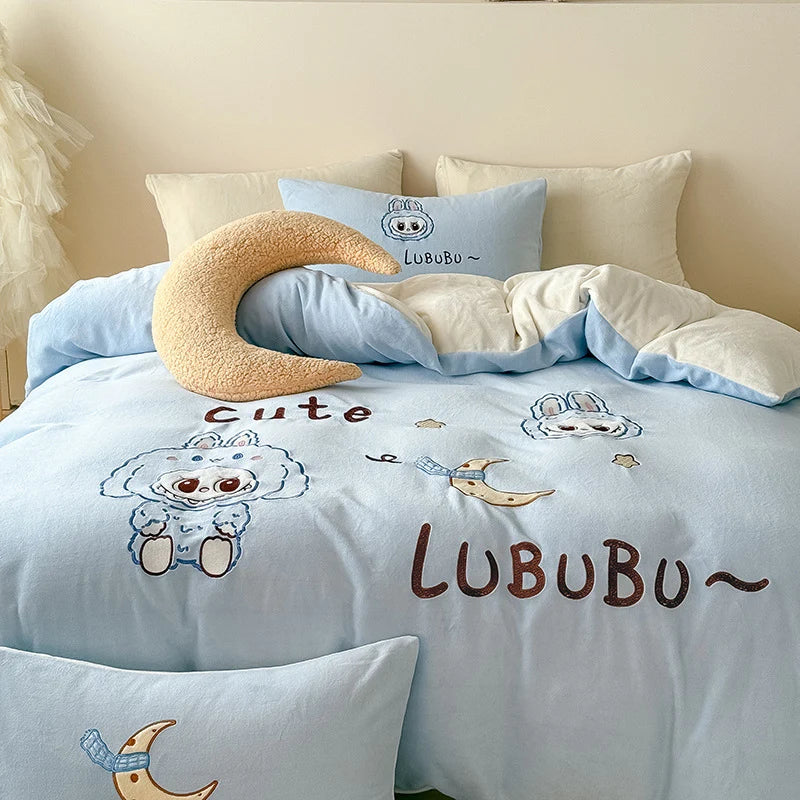 Kinderbeddengoedset met fleece deken en konijnenmotief 6