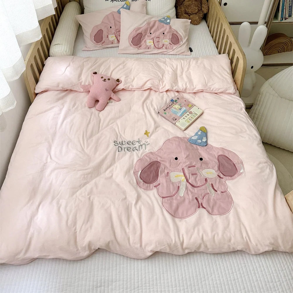 Kinderbeddengoedset met leeuwenapplicatie en zachte katoenmix 6