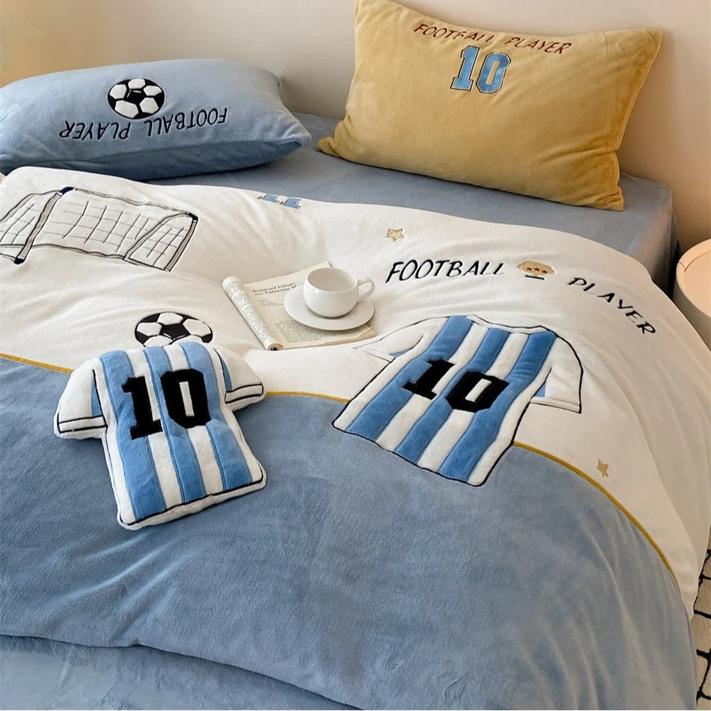 Kinderdekbedovertrekset met voetbalthema pluche microvezel 2