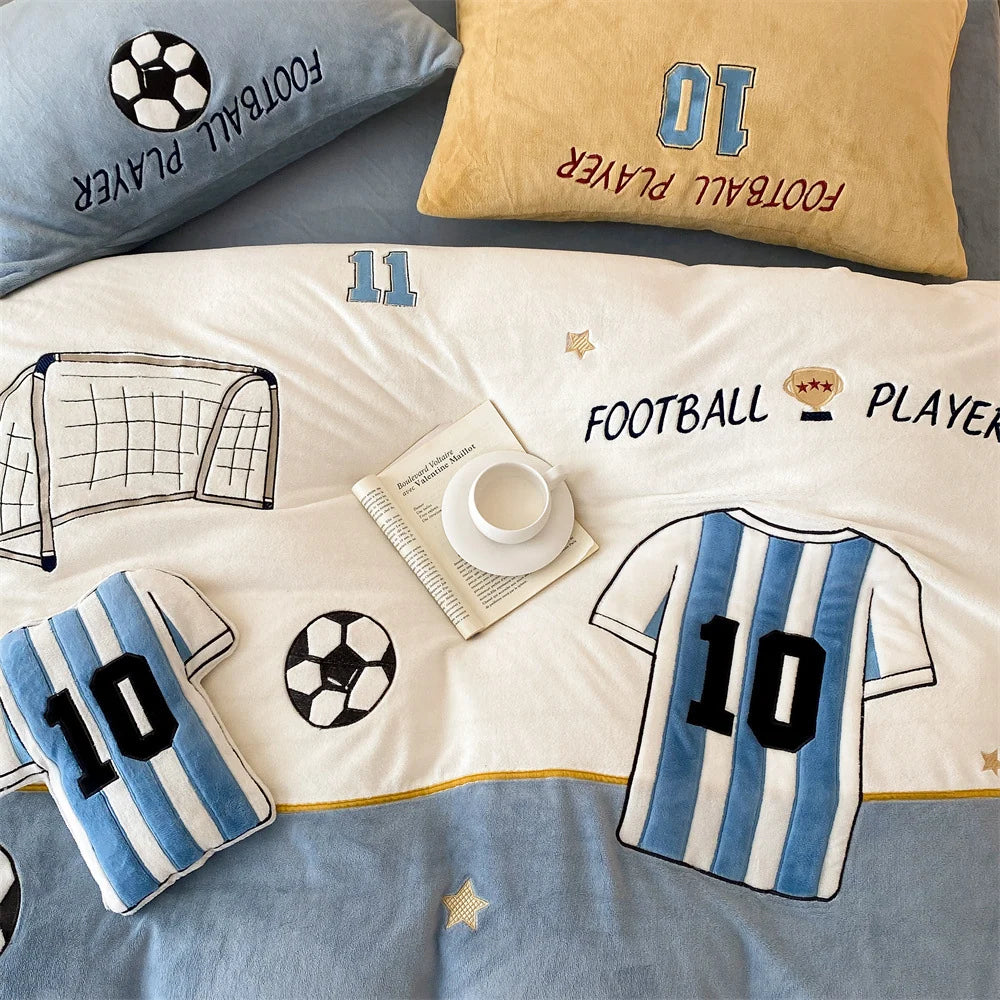 Kinderdekbedovertrekset met voetbalthema pluche microvezel 3