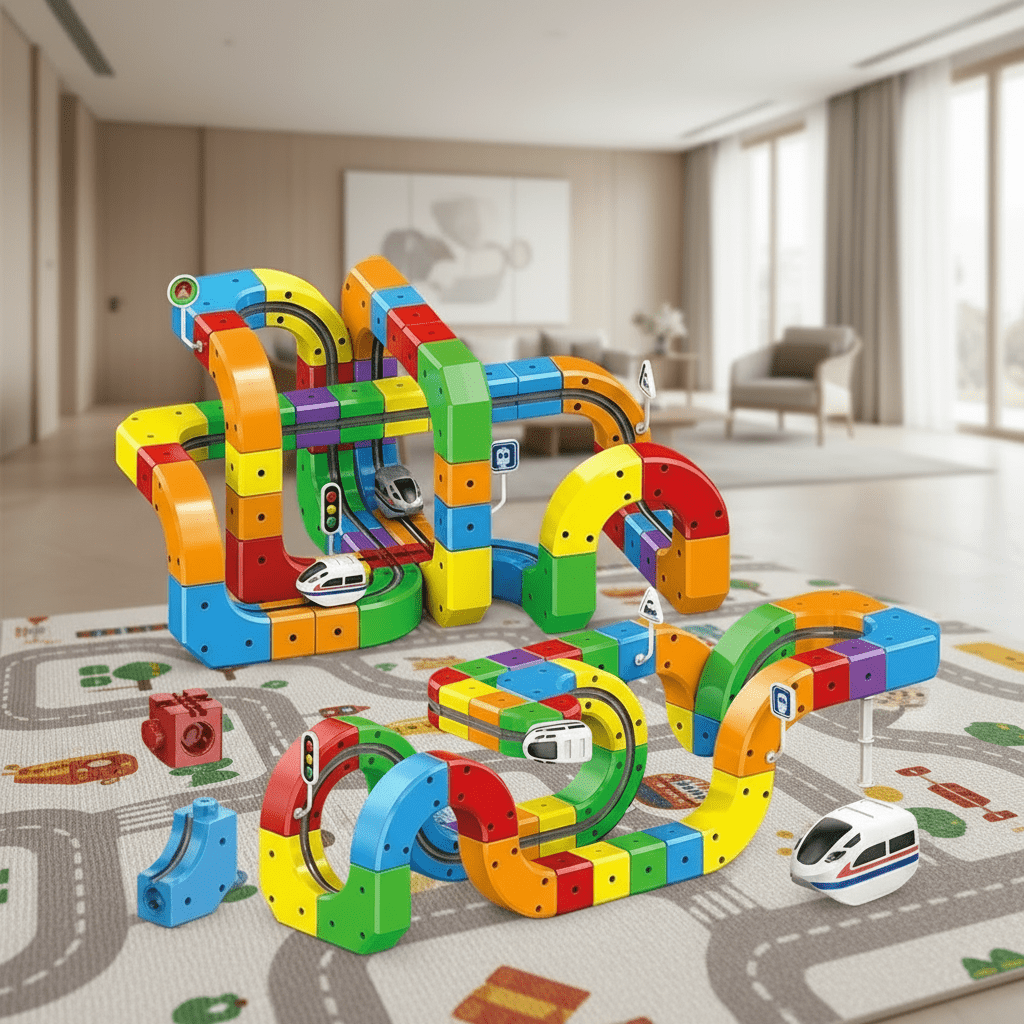 Kinderen 3D Spoorwegbouwset met Oplaadbare Locomotief 0