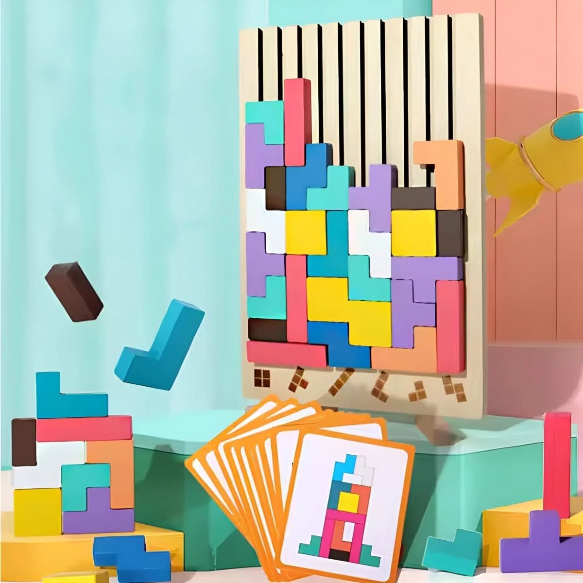 Kinderen Houten Tetris Spel Montessori Ontwikkeling Speelgoed 0