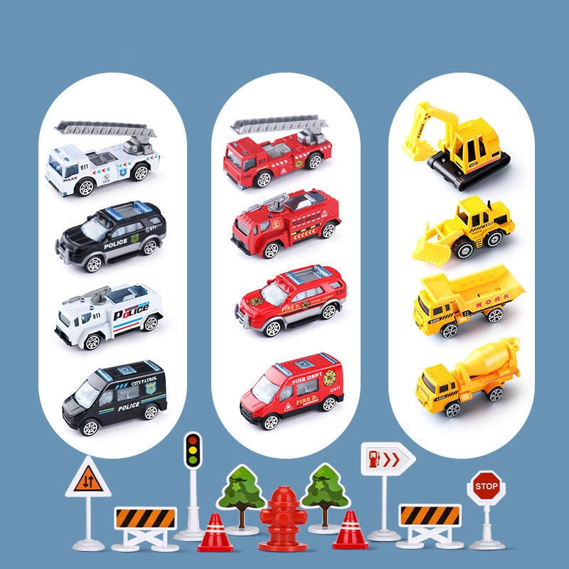 Kinderen's 3-in-1 Vliegtuigspeelset met Politie, Bouw en Brandweer Thema 8