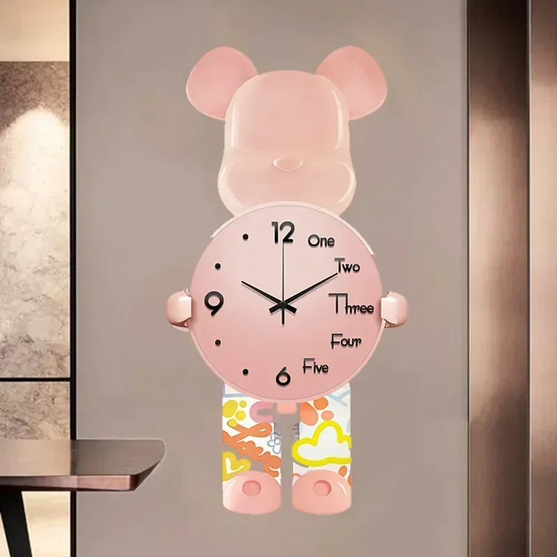 Kinderen's LED Wandklok Berenontwerp Met Nachtlamp Functie 6