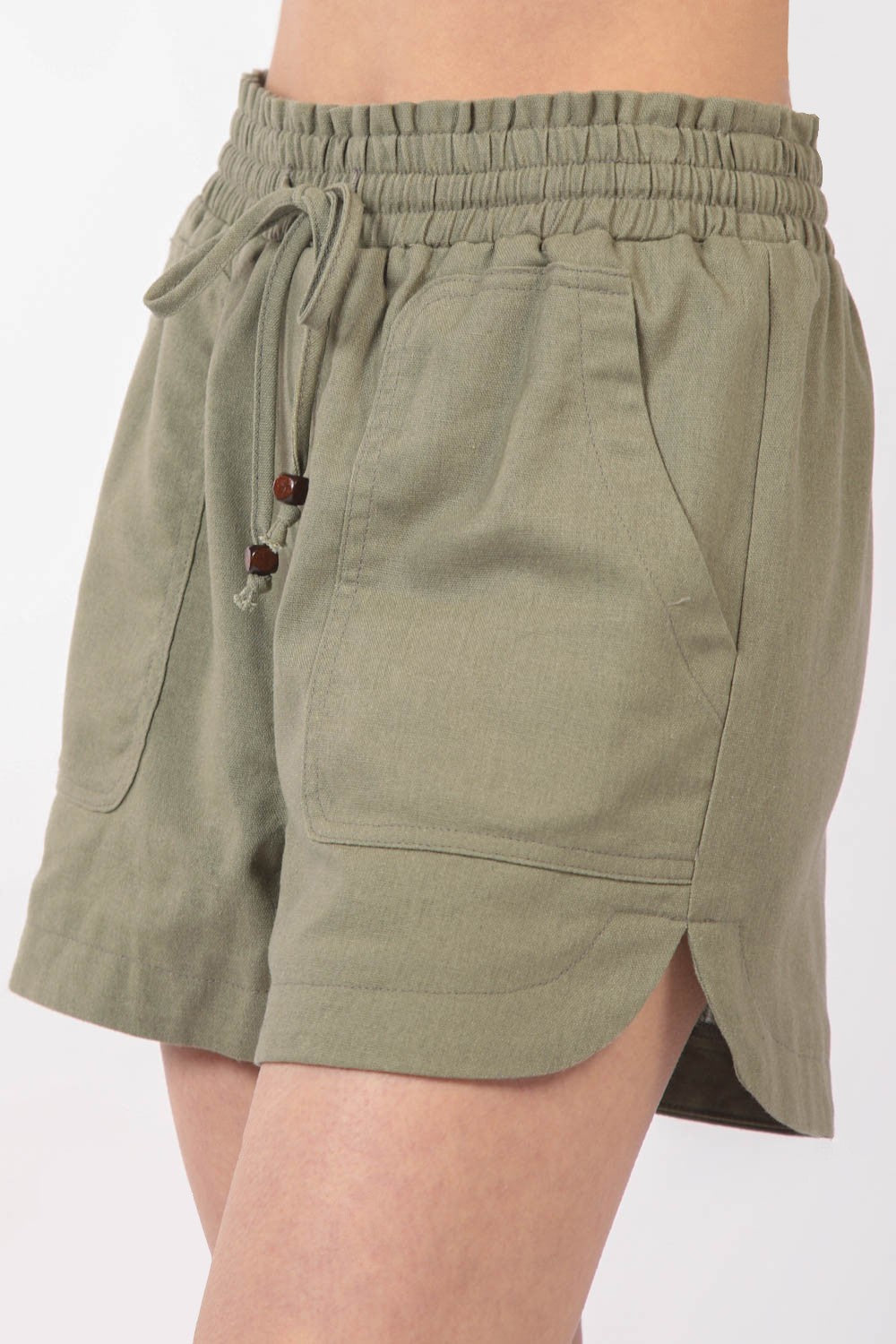 Korte Broek voor Dames met Elastische Taille en Touwtjesluiting van Linnen 2