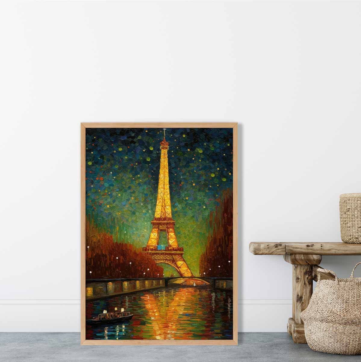 Kunstprint van Parijs bij Nacht Met Levendige Kleuren voor Dromerige Sfeer 1