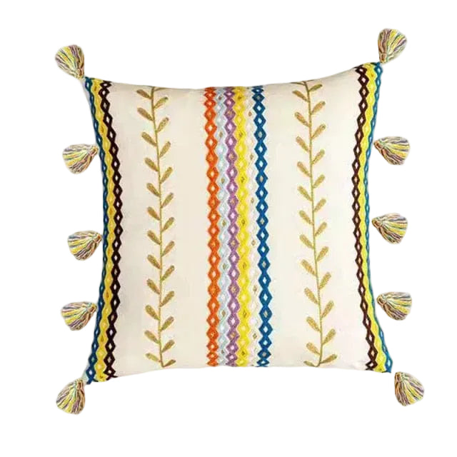 Kussensloop met Franjes en Boho-Textuur 0