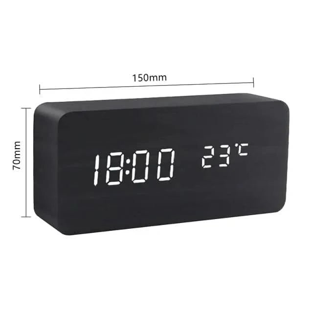 LED Wekker met Houteffect en Temperatuurweergave 5
