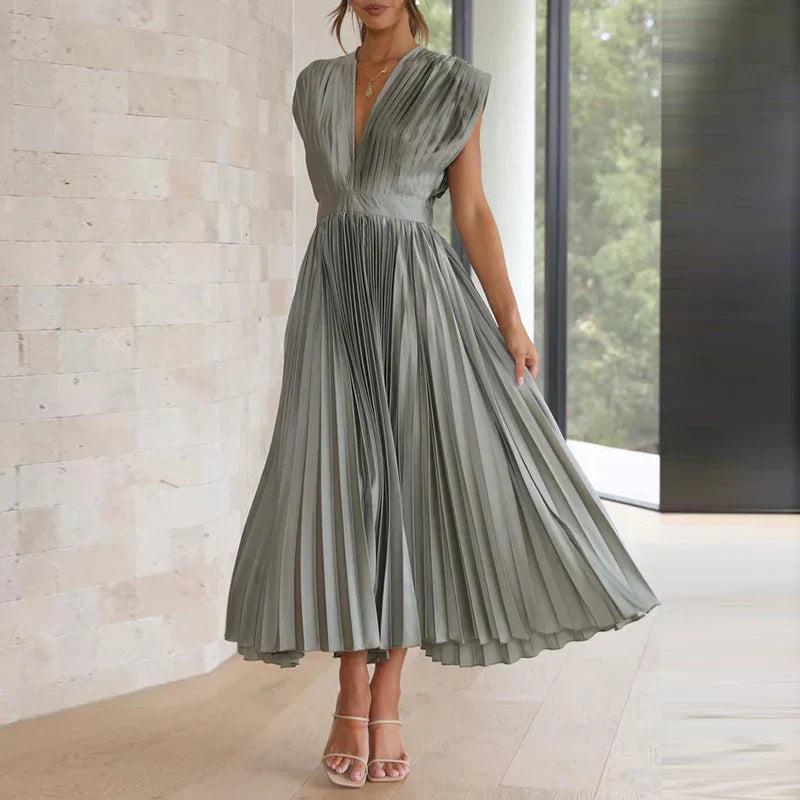 Lange Geplooide Jurk voor Dames met Elegante Pasvorm 6