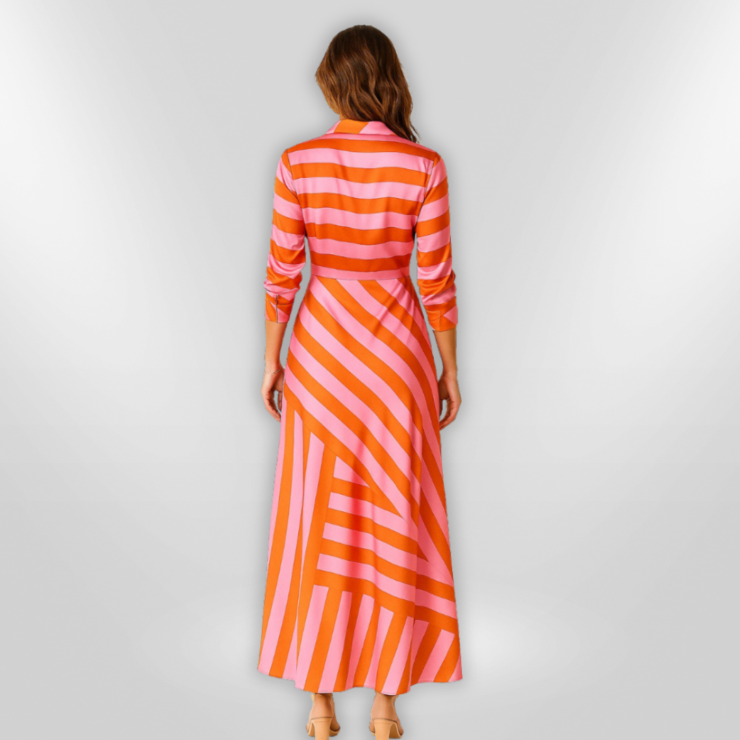 Lange Jurk Dames Cache-Cœur Met Opvallende Print 100% Polyester 2