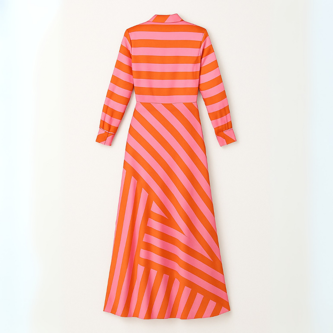 Lange Jurk Dames Cache-Cœur Met Opvallende Print 100% Polyester 4