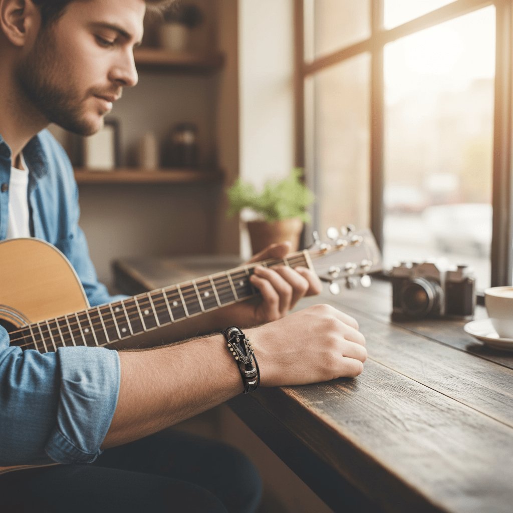 Leren Armband Man Gitaar Ontwerp Verstelbaar 1