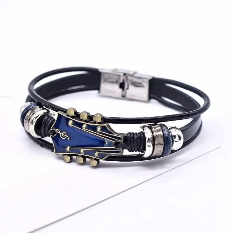 Leren Armband Man Gitaar Ontwerp Verstelbaar 9
