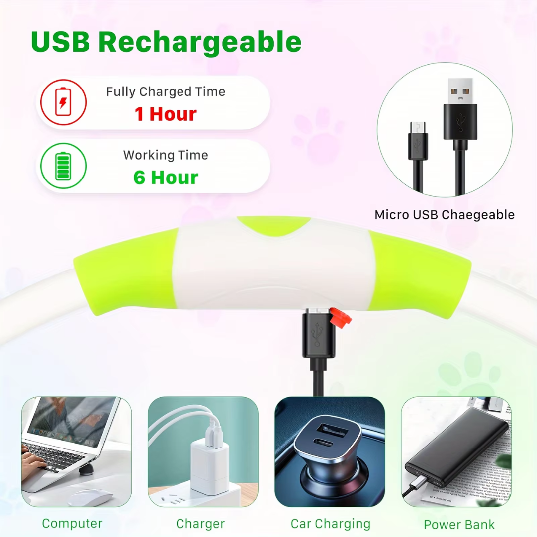 Lichtgevende Hondenhalsband Oplaadbaar Verstelbaar voor Veiligheid en Zichtbaarheid 8