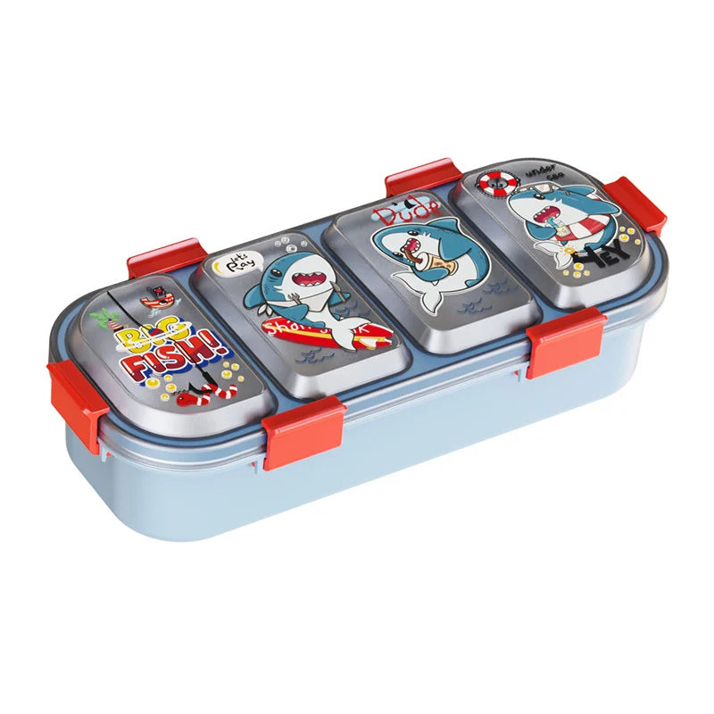 Lunchbox met meerdere compartimenten en haaienthema voor kinderen 0