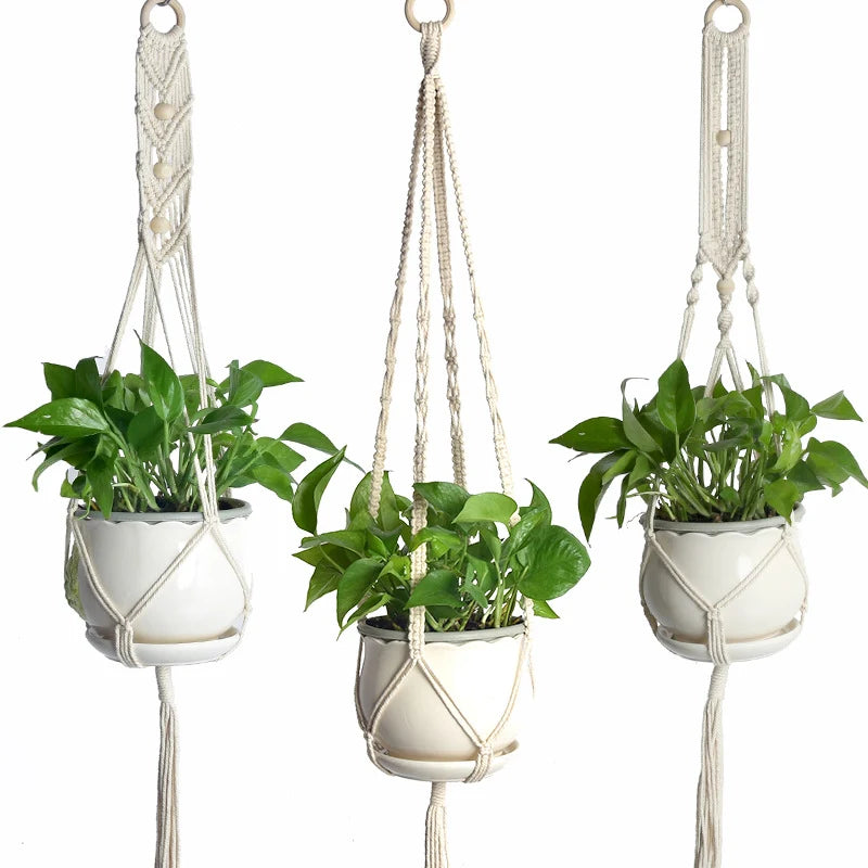 Macramé Plantenhangerset Handgemaakt Bohemian Stijl 0
