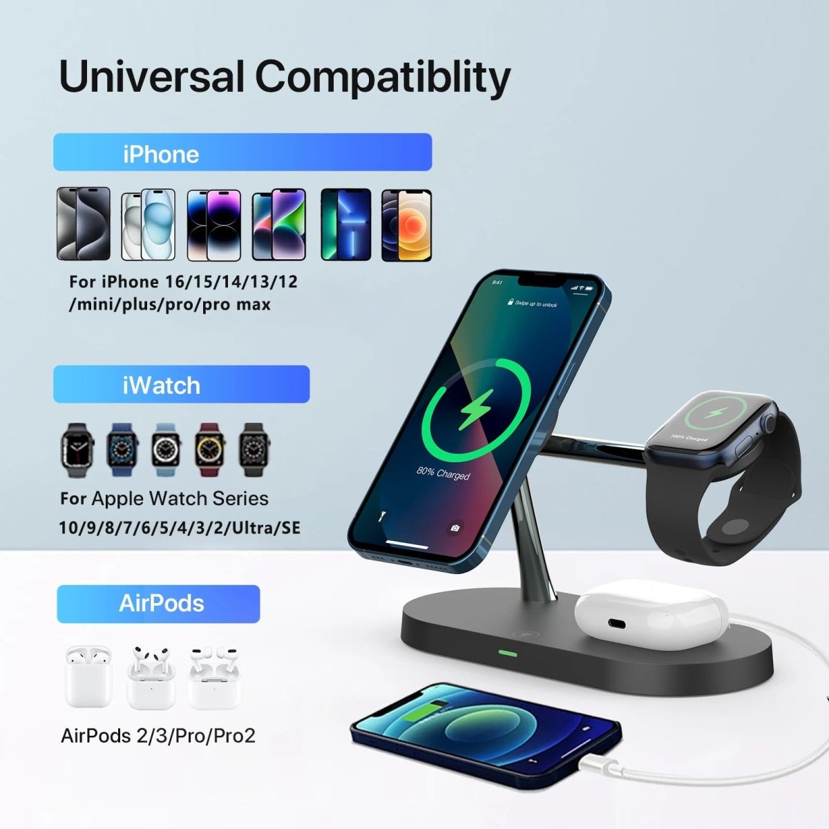 MagSafe 3-in-1 Oplaadstation voor iPhone, Watch en AirPods 6