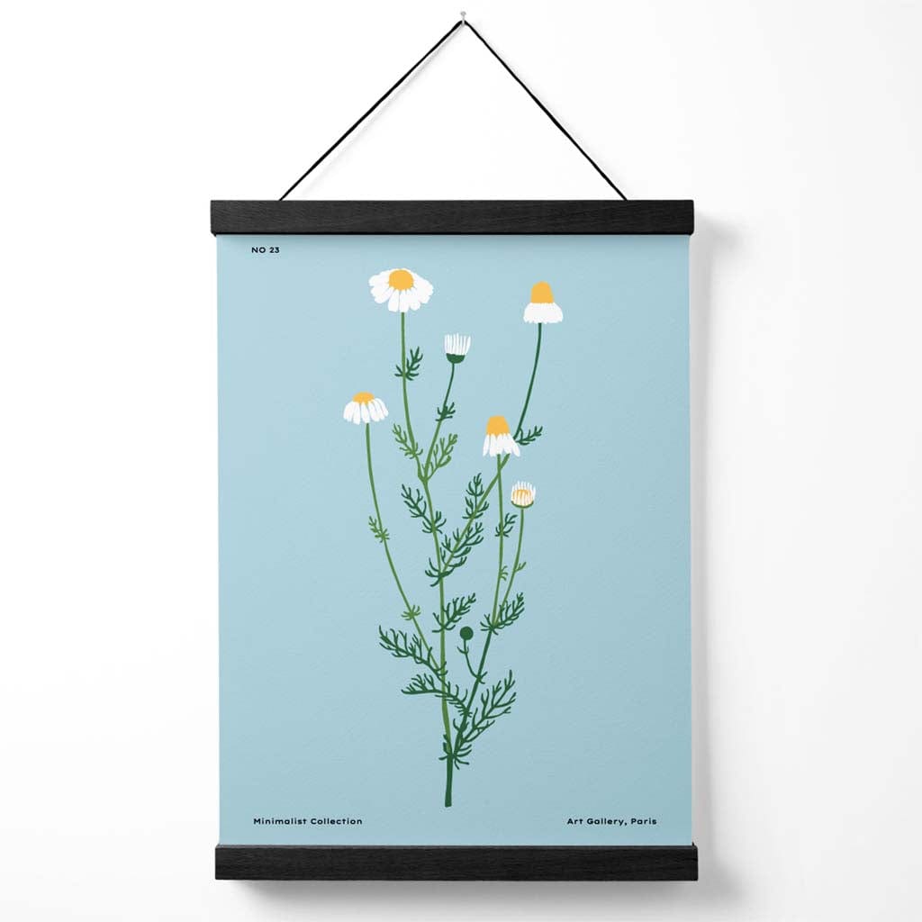 Minimalistische Poster Kunst Aan De Muur Met Blauwe Madeliefjes 0